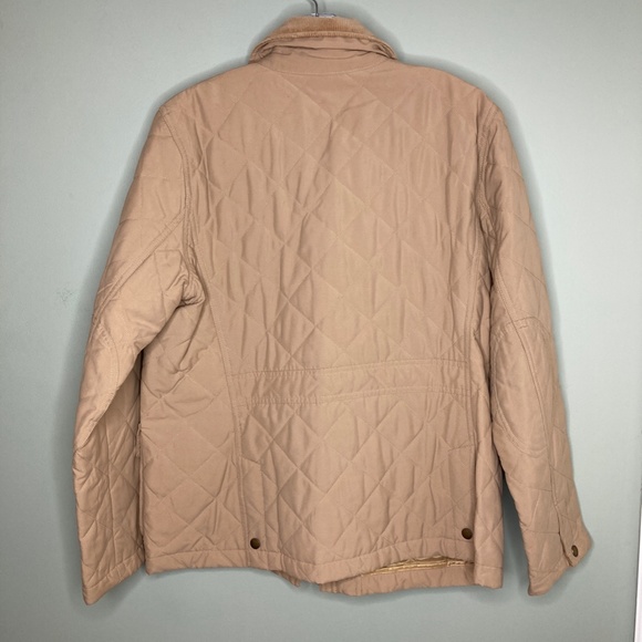 Women's Lauren Ralph Lauren Tan Quilted Petite Large Coat with corduroy trim - Picture 2 of 3